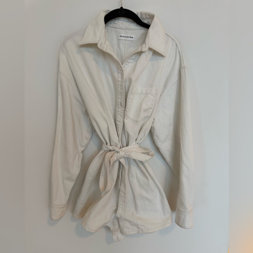 The Frankie Shop Wren White Denim Romper - Picture 5 of 10